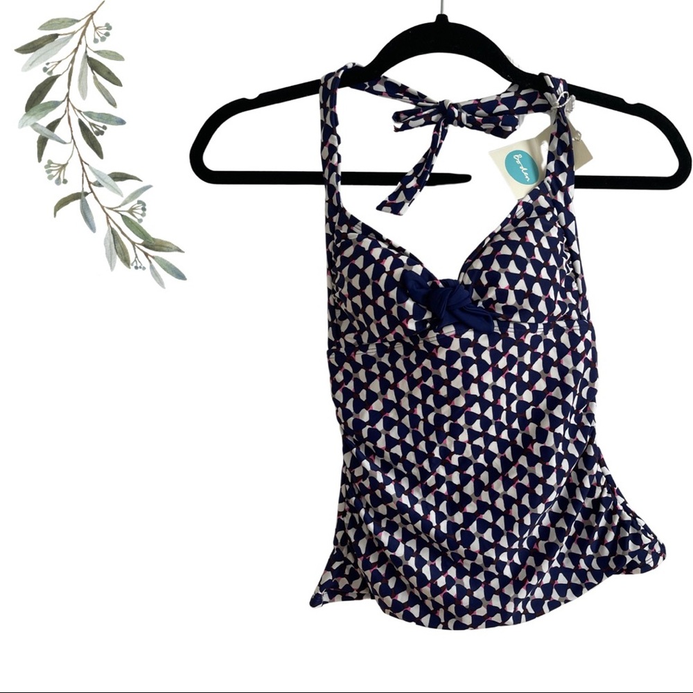 Boden Pinwheel Print Halter Tankini Bathing Suit Top Size 2 NEW WITH TAGS